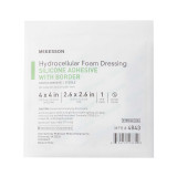 Silicone Foam Dressing McKesson 4 X 4 Inch Square Adhesive with Border Sterile 4843 Box/10 4843 MCK BRAND 886432_BX