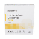 McKesson Thin Hydrocolloid Dressing Film Backing 4 X 4 Inch Square Hydrocolloid / Film, 1883, Box of 10