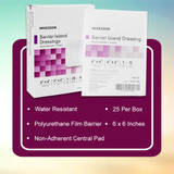 McKesson Barrier Island Composite Dressing 6 X 6 Inch Square Sterile Water Resistant Film Backing, 16-89166, Box of 25