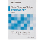 McKesson Skin Closure Strip 1/2 X 4 Inch Nonwoven Material Reinforced Strip White, 3010, Box of 50