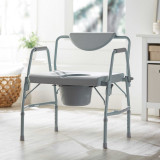 Commode Chair McKesson Drop Arms Steel Frame Padded Backrest 23-1/4 Inch Seat Width 1,000 lbs. Weight Capacity 146-11135-1 Pack of 1 McKesson 1065226_EA