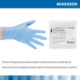 McKesson Confiderm STR Exam Glove Medium Sterile Pair Nitrile Standard Cuff Length Textured Fingertips Blue Not Rated, 14-6NSTR4, Box of 50