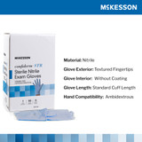 McKesson Confiderm STR Exam Glove X-Large Sterile Pair Nitrile Standard Cuff Length Textured Fingertips Blue Not Rated, 14-6NSTR8, Box of 50