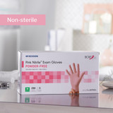 McKesson Pink Nitrile Exam Glove Medium NonSterile Nitrile Standard Cuff Length Textured Fingertips Pink Not Rated, 14-6NPNK4, Box of 250
