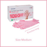 McKesson Pink Nitrile Exam Glove Medium NonSterile Nitrile Standard Cuff Length Textured Fingertips Pink Not Rated, 14-6NPNK4, Box of 250