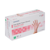 McKesson Pink Nitrile Exam Glove Medium NonSterile Nitrile Standard Cuff Length Textured Fingertips Pink Not Rated, 14-6NPNK4, Box of 250