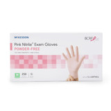 McKesson Pink Nitrile Exam Glove Medium NonSterile Nitrile Standard Cuff Length Textured Fingertips Pink Not Rated, 14-6NPNK4, Box of 250