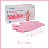 McKesson Pink Nitrile Exam Glove Large NonSterile Nitrile Standard Cuff Length Textured Fingertips Pink Not Rated, 14-6NPNK6, Case of 2500