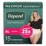 Depend Fresh Protection Absorbent Underwear Waistband Style Adult X-Large Female Disposable Heavy Absorbency, 43586, Case of 30