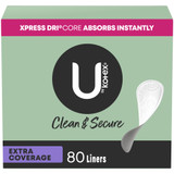 U by Kotex Clean & Secure Panty Liner Breathable Regular Absorbency, 48374, Case of 320