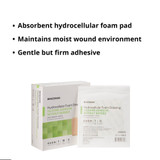 McKesson Foam Dressing 4 X 4 Inch Without Border Film Backing Silicone Gel Adhesive Square Sterile, 4863, Box of 10