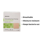 McKesson Foam Dressing 4 X 4 Inch Without Border Film Backing Silicone Gel Adhesive Square Sterile, 4863, Box of 10