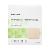 McKesson Foam Dressing 4 X 4 Inch Without Border Film Backing Silicone Gel Adhesive Square Sterile, 4863, Box of 10