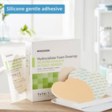 McKesson Foam Dressing 7 X 7 Inch Without Border Film Backing Silicone Gel Adhesive Sacral Sterile, 4865, Box of 10