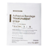 McKesson Waterproof Adhesive Strip Silicone Sheer 1 X 3 Inch Sterile, 16-4840, Box of 10