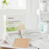 Thin Silicone Foam Dressing McKesson Lite 4 X 4 Inch Square Silicone Gel Adhesive with Border Sterile 4873 Case/200 MCK BRAND 1083090_CS
