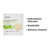 McKesson Lite Thin Foam Dressing 4 X 4 Inch With Border Film Backing Silicone Gel Adhesive Square Sterile, 4873, Case of 200