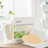 Silicone Foam Dressing McKesson 7 X 7 Inch Sacral Silicone Gel Adhesive without Border Sterile 4865 Case/200 MCK BRAND 1083088_CS Silicone Foam Dressing McKesson 7 X 7 Inch Sacral Silicone Gel Adhesive without Border Sterile 4865 Case/200 MCK BRAND 1083088_CS
