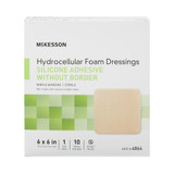 McKesson Foam Dressing 6 X 6 Inch Without Border Film Backing Silicone Gel Adhesive Square Sterile, 4864, Case of 200