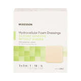 McKesson Foam Dressing 3 X 3 Inch Without Border Film Backing Silicone Gel Adhesive Square Sterile, 4862, Case of 200
