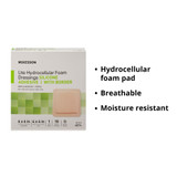 McKesson Lite Thin Foam Dressing 6 X 6 Inch With Border Film Backing Silicone Gel Adhesive Square Sterile, 4874, Pack of 1