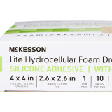 Thin Silicone Foam Dressing McKesson Lite 4 X 4 Inch Square Silicone Gel Adhesive with Border Sterile 4873 Each/1 MCK BRAND 1083090_EA Thin Silicone Foam Dressing McKesson Lite 4 X 4 Inch Square Silicone Gel Adhesive with Border Sterile 4873 Each/1 MCK BRAND 1083090_EA