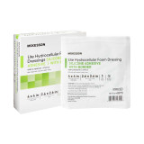 Thin Silicone Foam Dressing McKesson Lite 4 X 4 Inch Square Silicone Gel Adhesive with Border Sterile 4873 Each/1 MCK BRAND 1083090_EA Thin Silicone Foam Dressing McKesson Lite 4 X 4 Inch Square Silicone Gel Adhesive with Border Sterile 4873 Each/1 MCK BRAND 1083090_EA