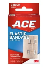 Elastic Bandage 3M ACE 3 Inch Width Clip Detached Closure Tan NonSterile Standard Compression 207314 Pack of 1