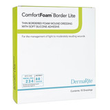 ComfortFoam Border Lite Thin Foam Dressing 2 X 2 Inch With Border Waterproof Backing Silicone Adhesive Square Sterile, 47220, Box of 10