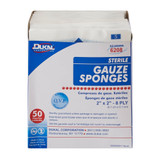 Dukal Gauze Sponge 2 X 2 Inch 8-Ply Sterile 2 per Pack, 6208, Box of 100