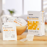 McKesson Skin Closure Strip 1/4 X 1-1/2 Inch Nonwoven Material Flexible Strip Tan, 3002, Box of 50
