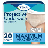 TENA ProSkin Protective Absorbent Underwear Pull On with Tear Away Seams Adult Small / Medium Female Disposable Moderate Absorbency, 73020, Bag of 20