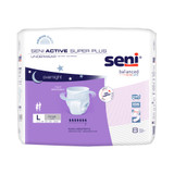 Seni Active Super Plus Absorbent Underwear Pull On with Tear Away Seams Adult Large Unisex Disposable Heavy Absorbency, S-LA08-AP1, Pack of 8