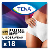 TENA Women Super Plus Absorbent Underwear Pull On with Tear Away Seams Adult Small / Medium Female Disposable Heavy Absorbency, 54285, Bag of 18