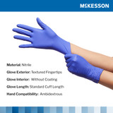McKesson Confiderm 3.0 Exam Glove Large NonSterile Nitrile Standard Cuff Length Textured Fingertips Blue Chemo Tested / Fentanyl Tested, 14-6N36EC, Case of 1000