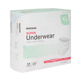 McKesson Absorbent Underwear Pull On with Tear Away Seams Adult X-Large Unisex Disposable Moderate Absorbency, UW33846, Bag of 14