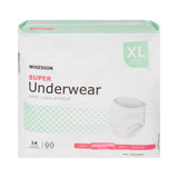 McKesson Absorbent Underwear Pull On with Tear Away Seams Adult X-Large Unisex Disposable Moderate Absorbency, UW33846, Bag of 14
