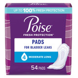 Poise Fresh Protection Bladder Control Pad 12.20 Inch Length Moderate Absorbency Sodium Polyacrylate Core One Size Fits Most, 39299, Pack of 54