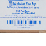 McKesson Biohazard Waste Bag Biohazard Symbol / Infectious Waste 30 to 33 gal. Red 33 X 40 Inch, 03-4401, Case of 250