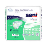 Seni Super Plus Incontinence Brief Adult Small Unisex Disposable Heavy Absorbency, S-SM12-BP1, Case of 48