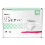 Unisex Adult Absorbent Underwear McKesson Pull On with Tear Away Seams Medium Disposable Moderate Absorbency UW33844 Bag/20 1886 MCK BRAND 1123832_BG Unisex Adult Absorbent Underwear McKesson Pull On with Tear Away Seams Medium Disposable Moderate Absorbency UW33844 Bag/20 1886 MCK BRAND 1123832_BG