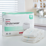 McKesson Absorbent Underwear Pull On with Tear Away Seams Adult Medium Unisex Disposable Moderate Absorbency, UW33844, Bag of 20