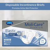 MoliCare Premium Elastic 6D Incontinence Brief Adult Small Unisex Disposable Moderate Absorbency, 165271, Case of 90