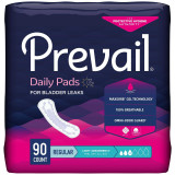 Bladder Control Pad Prevail Daily Pads 9-1/4 Inch Length Light Absorbency Polymer Core One Size Fits Most Adult Female Disposable PV-930/2 Case/90 186-6002 First Quality 1129072_CS