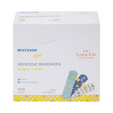 McKesson Kids Adhesive Strip Plastic Kid Design (Assorted Prints) 3/4 X 3 Inch Sterile, 16-4838-17, Box of 100
