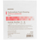 McKesson Foam Dressing 4 X 4 Inch With Border Film Backing Acrylic Adhesive Square Sterile, 16-4671, Pack of 1