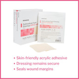 McKesson Foam Dressing 4 X 4 Inch With Border Film Backing Acrylic Adhesive Square Sterile, 16-4671, Box of 10