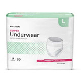 Unisex Adult Absorbent Underwear McKesson Pull On with Tear Away Seams Large Disposable Moderate Absorbency UW33845 Case/72 6112 MCK BRAND 1123833_CS