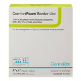 ComfortFoam Border Lite Thin Foam Dressing 4 X 4 Inch With Border Waterproof Backing Silicone Adhesive Square Sterile, 47440, Pack of 1