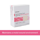 McKesson Foam Dressing 3 X 3 Inch With Border Film Backing Acrylic Adhesive Square Sterile, 16-4670, Pack of 1